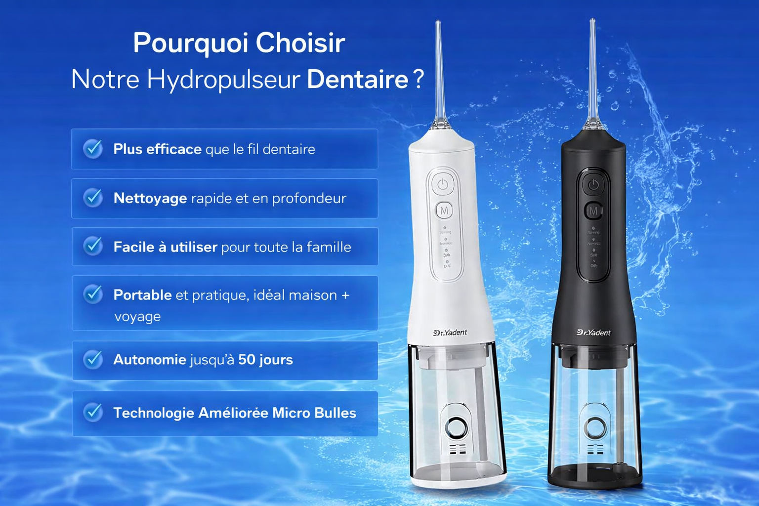Hydropulseur Dentaire Portable – Nettoyage Professionnel à Domicile