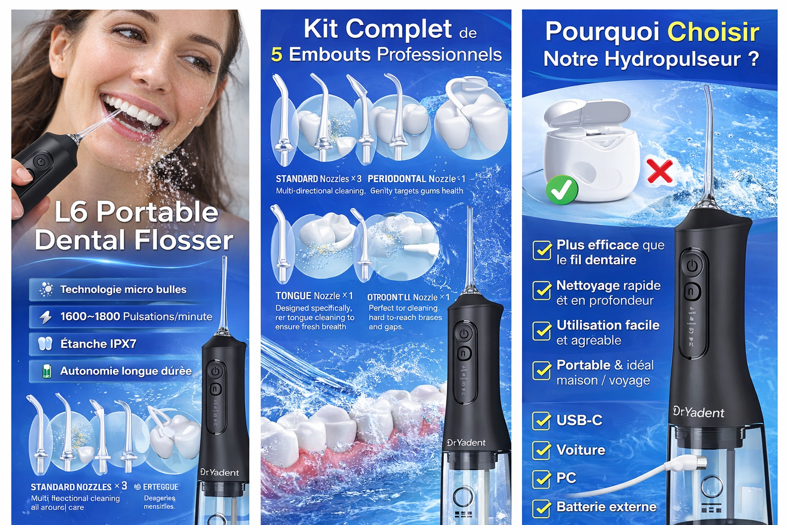 Hydropulseur Dentaire Portable – Nettoyage Professionnel à Domicile